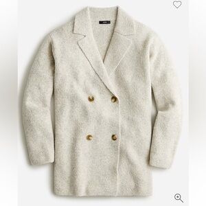 WOMEN’S J CREW GREY WOOL-BLEND BOUCLE DOUBLE-BREASTED GRANDPA SWEATER-BLAZER‎